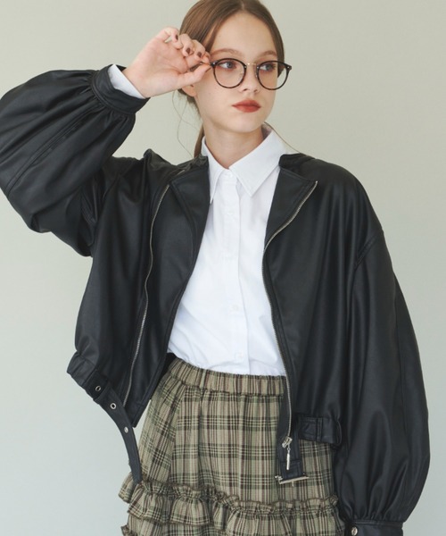 idem（イデム）の「vegan leather blouson/フェイクレザーブルゾン（ブルゾン・レディース・ブラック・FREE）」の7枚目の写真