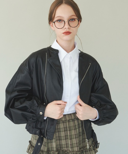 idem（イデム）の「vegan leather blouson/フェイクレザーブルゾン（ブルゾン・レディース・ブラック・FREE）」の8枚目の写真