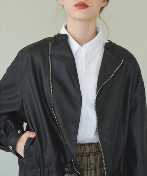 idem（イデム）の「vegan leather blouson/フェイクレザーブルゾン（ブルゾン・レディース・ブラック・FREE）」の12枚目の写真