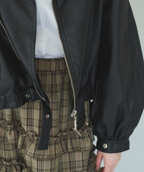 idem（イデム）の「vegan leather blouson/フェイクレザーブルゾン（ブルゾン・レディース・ブラック・FREE）」の13枚目の写真