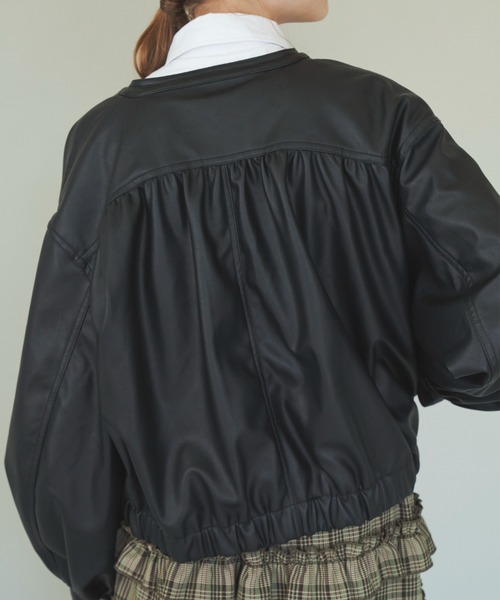 idem（イデム）の「vegan leather blouson/フェイクレザーブルゾン（ブルゾン・レディース・ブラック・FREE）」の14枚目の写真