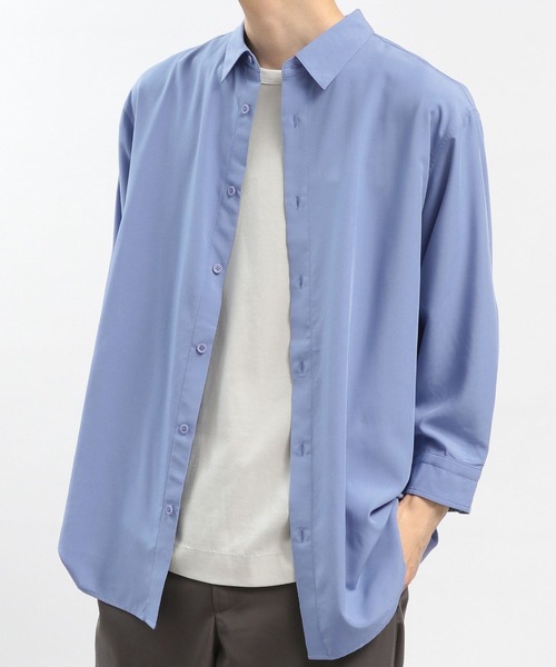 GLOBAL WORK Smile Seed Store(グローバルワーク スマイルシードストア)の「【ユニセックス】レギュラーカラーシャツ7分袖/180992(シャツ/ブラウス・メンズ・モカ/ネイビー/ブルー/ライトベージュ・MEDIUM/SMALL/LARGE/X-LARGE)」の4枚目の写真