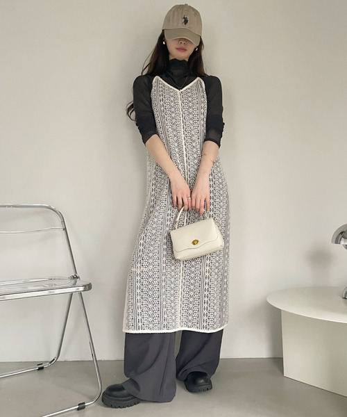 Ada.(エイダ)の「クロシェレース バックシャン キャミワンピース(ワンピース・レディース・ブルー/オフホワイト/ブラック/ピンク系その他・FREE)」の12枚目の写真