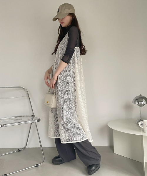 Ada.(エイダ)の「クロシェレース バックシャン キャミワンピース(ワンピース・レディース・ブルー/オフホワイト/ブラック/ピンク系その他・FREE)」の14枚目の写真
