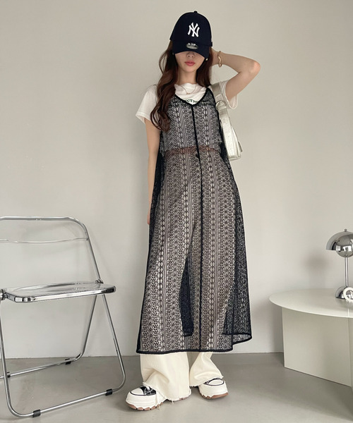 Ada.(エイダ)の「クロシェレース バックシャン キャミワンピース(ワンピース・レディース・ブルー/オフホワイト/ブラック/ピンク系その他・FREE)」の7枚目の写真