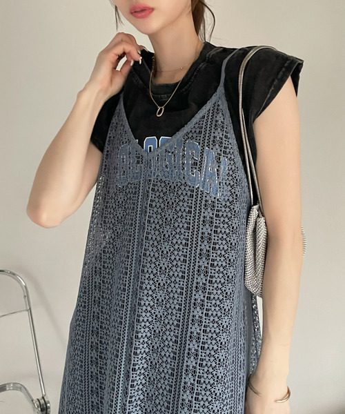 Ada.(エイダ)の「クロシェレース バックシャン キャミワンピース(ワンピース・レディース・ブルー/オフホワイト/ブラック/ピンク系その他・FREE)」の8枚目の写真