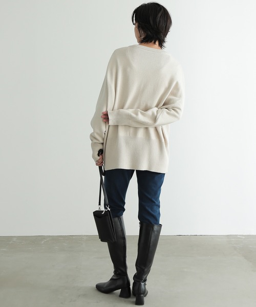 for/c(フォーシー)の「ロングリブオーバーサイズニットカーディガン【オーガニックコットン】(ニット/セーター・レディース・ピンク/アイボリー/ライトグリーン/チャコールグレー・M/LL/L)」の7枚目の写真