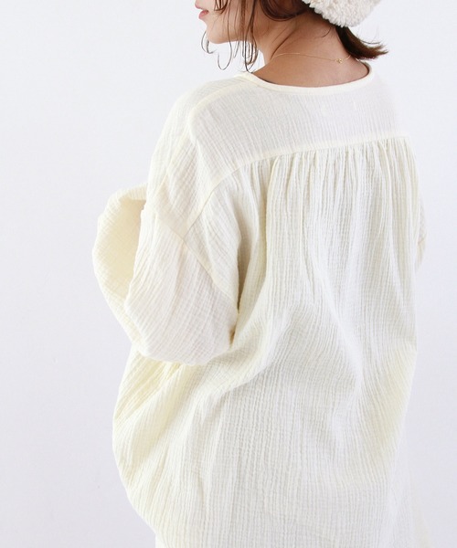 Crisp（クリスプ）の「ヘンリーガーゼブラウス（シャツ/ブラウス・レディース・モカ/アイボリー・FREE）」の15枚目の写真