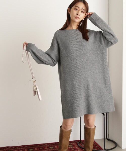 N.(N. Natural Beauty Basic)(エヌエヌナチュラルビューティーベーシック)の「◆片畦ミディワンピース(ワンピース・レディース・杢グレー/ライトブルー/ブラック・MEDIUM)」の10枚目の写真