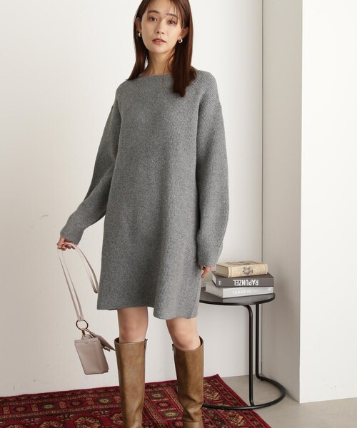 N.(N. Natural Beauty Basic)(エヌエヌナチュラルビューティーベーシック)の「◆片畦ミディワンピース(ワンピース・レディース・杢グレー/ライトブルー/ブラック・MEDIUM)」の11枚目の写真