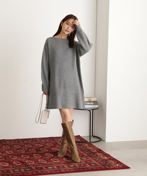 N.(N. Natural Beauty Basic)(エヌエヌナチュラルビューティーベーシック)の「◆片畦ミディワンピース(ワンピース・レディース・杢グレー/ライトブルー/ブラック・MEDIUM)」の13枚目の写真