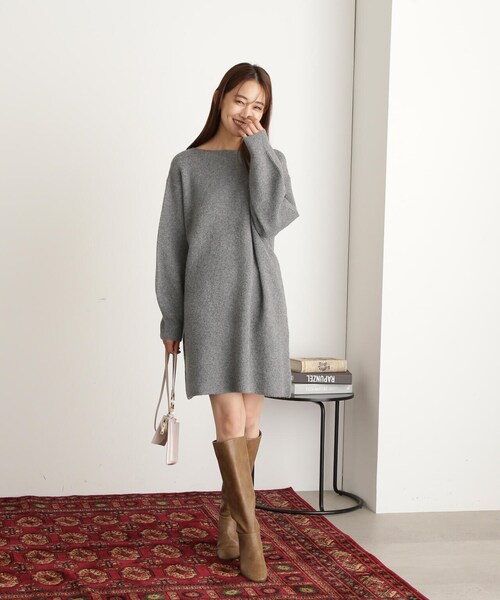 N.(N. Natural Beauty Basic)(エヌエヌナチュラルビューティーベーシック)の「◆片畦ミディワンピース(ワンピース・レディース・杢グレー/ライトブルー/ブラック・MEDIUM)」の16枚目の写真