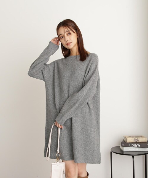 N.(N. Natural Beauty Basic)(エヌエヌナチュラルビューティーベーシック)の「◆片畦ミディワンピース(ワンピース・レディース・杢グレー/ライトブルー/ブラック・MEDIUM)」の17枚目の写真