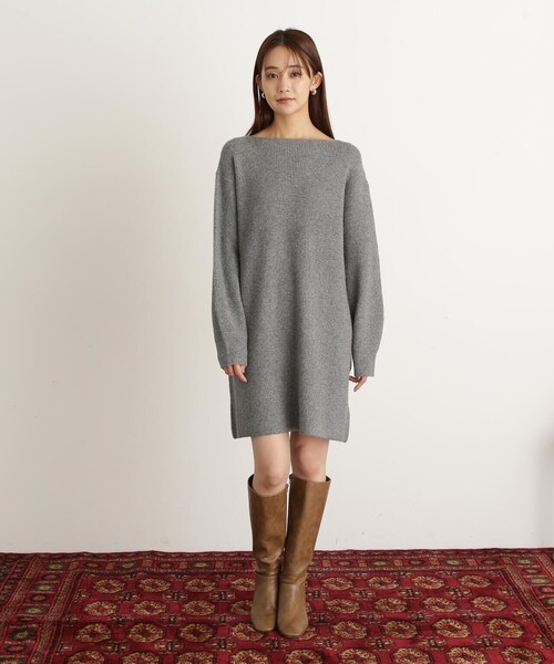 N.(N. Natural Beauty Basic)(エヌエヌナチュラルビューティーベーシック)の「◆片畦ミディワンピース(ワンピース・レディース・杢グレー/ライトブルー/ブラック・MEDIUM)」の18枚目の写真