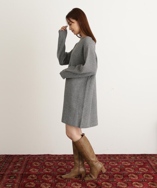 N.(N. Natural Beauty Basic)(エヌエヌナチュラルビューティーベーシック)の「◆片畦ミディワンピース(ワンピース・レディース・杢グレー/ライトブルー/ブラック・MEDIUM)」の19枚目の写真