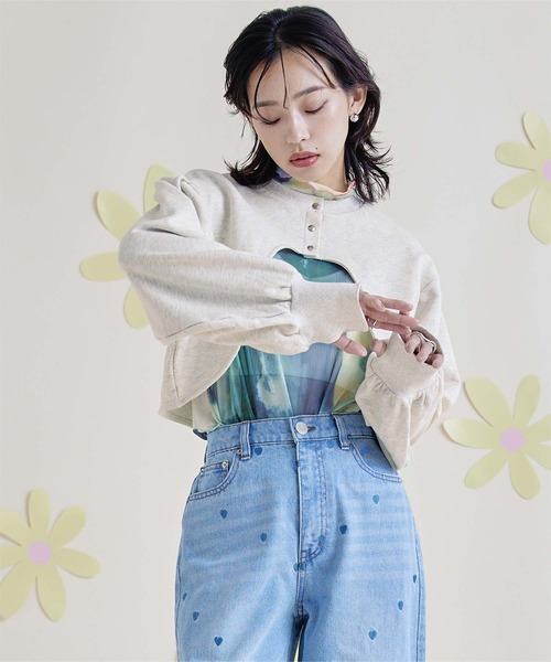 miette(ミエット)の「ボリュームスリーブ裏毛ボレロ(カーディガン/ボレロ・レディース・オートミール/ブラック・FREE)」の7枚目の写真