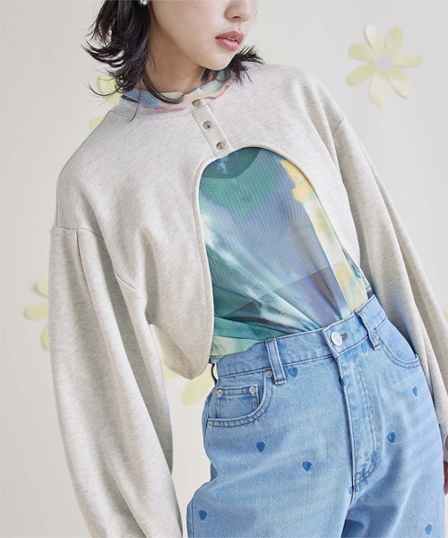 miette(ミエット)の「ボリュームスリーブ裏毛ボレロ(カーディガン/ボレロ・レディース・オートミール/ブラック・FREE)」の8枚目の写真