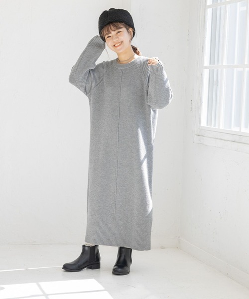 studio CLIP（スタディオクリップ）の「【低身長向け/マシンウォッシャブル/速乾】ソフィニーニットワンピース（ワンピース・レディース・レッド/ブラック/カーキ/グレー・FREE）」の9枚目の写真