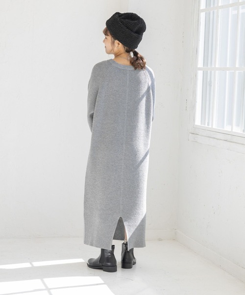 studio CLIP（スタディオクリップ）の「【低身長向け/マシンウォッシャブル/速乾】ソフィニーニットワンピース（ワンピース・レディース・レッド/ブラック/カーキ/グレー・FREE）」の11枚目の写真