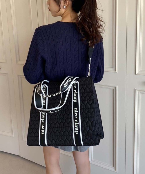 one after another NICE CLAUP(ワンアフターアナザーナイスクラップ)の「ハートキルティングバッグ(大)(トートバッグ・レディース・アイボリー/ブラック/モカ・FREE)」の8枚目の写真