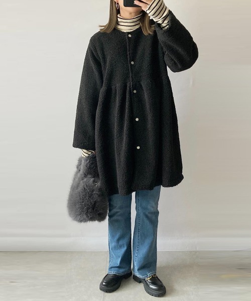 SUGAR BISKET（シュガービスケット）の「ペプラムボアコート（ダウンジャケット/コート・レディース・ブラック/ブラウン/ベージュ・フリー）」の14枚目の写真