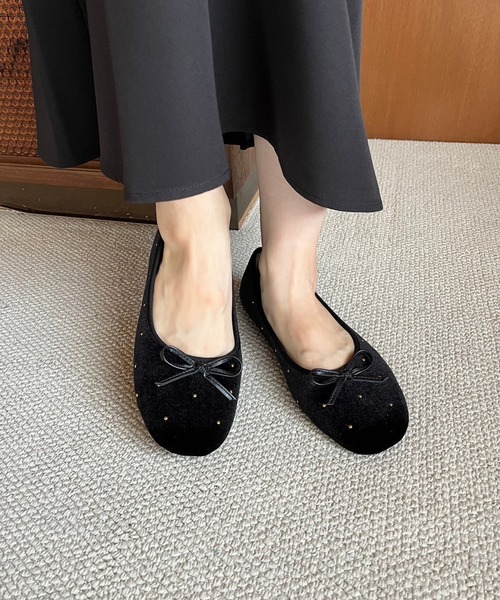 one after another NICE CLAUP（ワンアフターアナザーナイスクラップ）の「【S~LLサイズ】アソートバレエシューズ（バレエシューズ・レディース・ブラック×ゴールド/ブラック系その他・S/LL/L/M）」の4枚目の写真