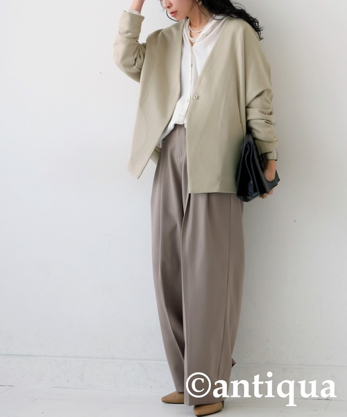antiqua(アンティカ)の「ドルマンジャケット(その他アウター・レディース・ベージュ/ブラック・FREE)」の7枚目の写真