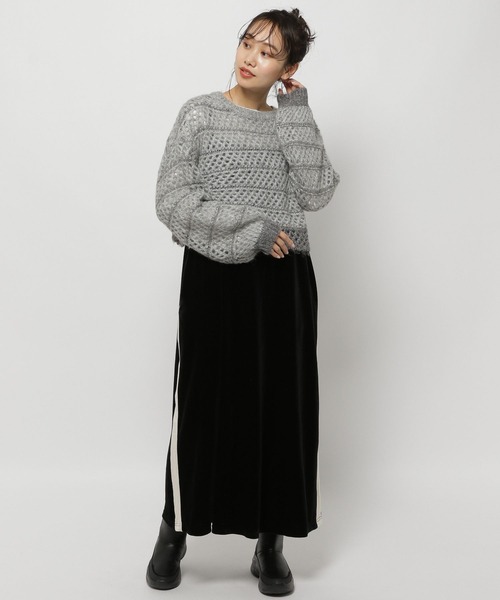 niko and...（ニコアンド）の「ベロアラインキャミワンピース（ワンピース・レディース・ブラック/モカ/オレンジ・FREE）」の4枚目の写真