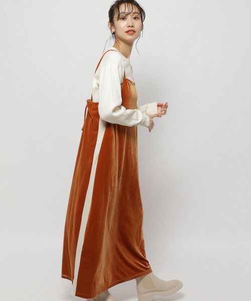 niko and...（ニコアンド）の「ベロアラインキャミワンピース（ワンピース・レディース・ブラック/モカ/オレンジ・FREE）」の14枚目の写真