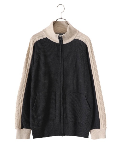 BALLAST ARK（バラストアーク）の「BALLAST ARK / バラストアーク：TRACK JACKET KNIT：BA08-K004[AST]（ニット/セーター・メンズ・チャコールグレー/ブラック・FREE）」の2枚目の写真