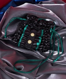 【＠yuna_maruu企画】【Me＋Me/ミープラスミー】シャーリングリボン巾着バッグ