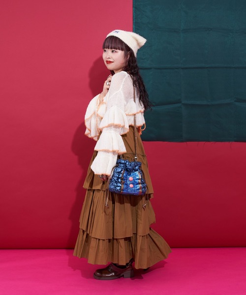 CIAOPANIC（チャオパニック）の「【＠yuna_maruu企画】【Me＋Me/ミープラスミー】シャーリングリボン巾着バッグ（ショルダーバッグ・レディース・ブラック/ブルー/シルバー・FREE）」の18枚目の写真