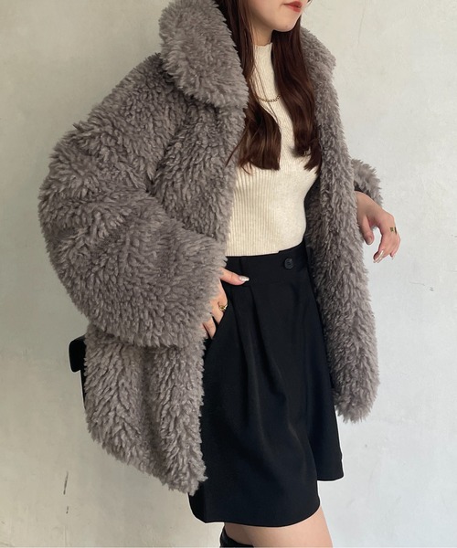 Thevon(ゼボン)の「ステンカラーシープファージャケット(ステンカラーコート・レディース・モカ/ベージュ/アイボリー・FREE)」の16枚目の写真