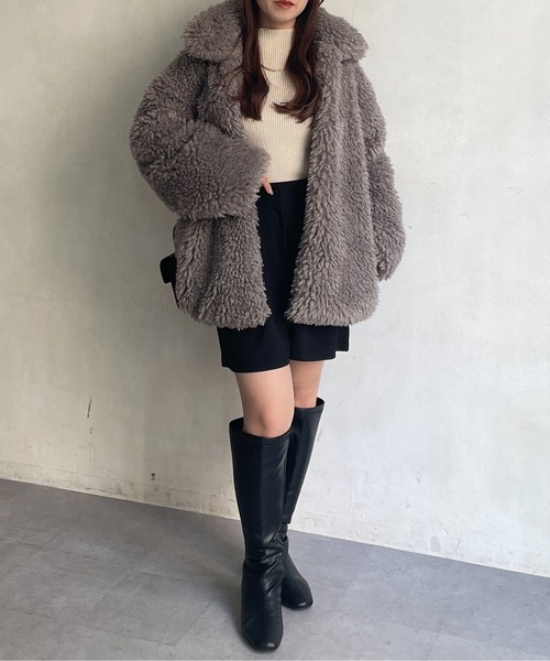 Thevon(ゼボン)の「ステンカラーシープファージャケット(ステンカラーコート・レディース・モカ/ベージュ/アイボリー・FREE)」の17枚目の写真