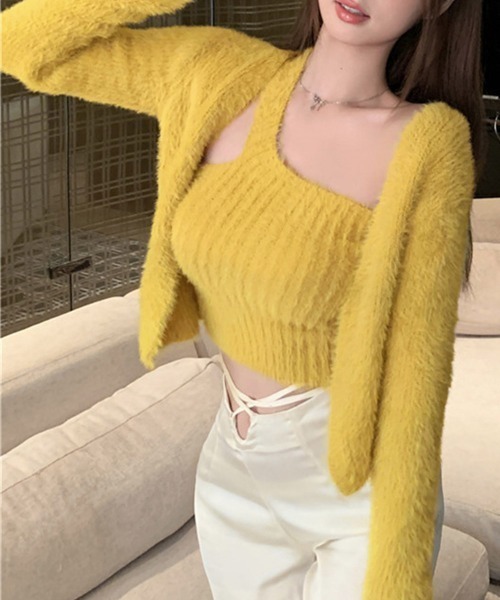 Miniministore（ミニミニストア）の「モヘアアンサンブルニット レディース韓国（ニット/セーター・レディース・ラベンダー/オフホワイト/ブラック/ブルー/イエロー/グリーン・フリー）」の6枚目の写真