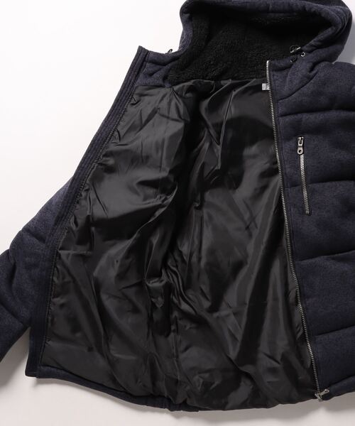 Right-on（ライトオン）の「ニットフリース素材中綿入り防寒パーカー（ダウンジャケット/コート・メンズ・グレー/ネイビー・L/M/XL）」の3枚目の写真