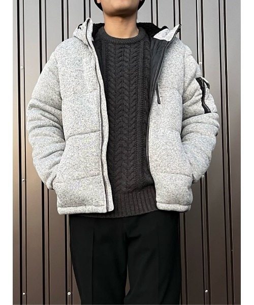 Right-on（ライトオン）の「ニットフリース素材中綿入り防寒パーカー（ダウンジャケット/コート・メンズ・グレー/ネイビー・L/M/XL）」の15枚目の写真