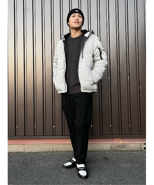 Right-on（ライトオン）の「ニットフリース素材中綿入り防寒パーカー（ダウンジャケット/コート・メンズ・グレー/ネイビー・L/M/XL）」の13枚目の写真