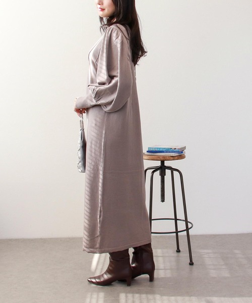 Three Four Time（ｽﾘｰﾌｫｰﾀｲﾑ）の「2WAYパールボタンニットワンピース（ワンピース・レディース・ブラック/ベージュ/グレー・FREE）」の11枚目の写真