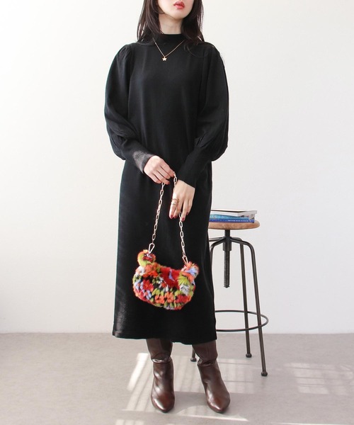 Three Four Time（ｽﾘｰﾌｫｰﾀｲﾑ）の「2WAYパールボタンニットワンピース（ワンピース・レディース・ブラック/ベージュ/グレー・FREE）」の12枚目の写真