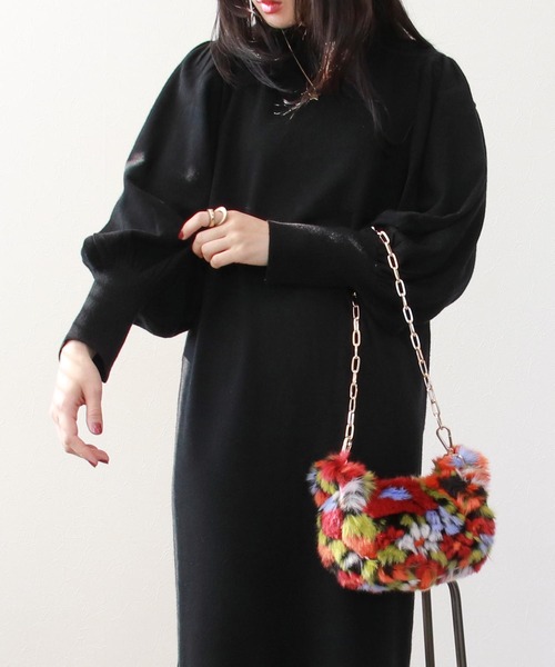 Three Four Time（ｽﾘｰﾌｫｰﾀｲﾑ）の「2WAYパールボタンニットワンピース（ワンピース・レディース・ブラック/ベージュ/グレー・FREE）」の14枚目の写真