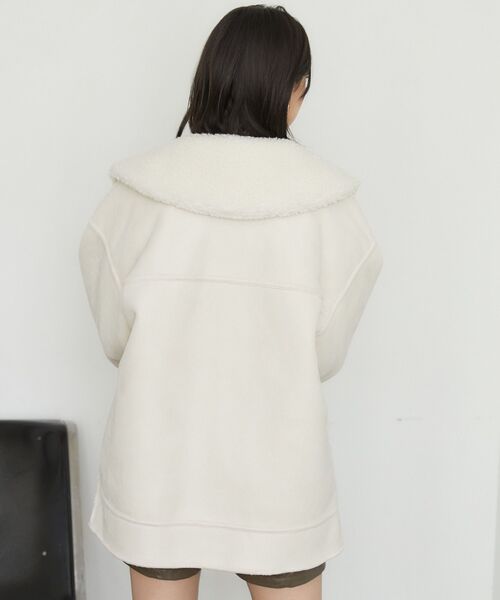 RETRO GIRL（レトロガール）の「BIGムートンジャケット（ムートンコート・レディース・ナチュラル/チャコールグレー・FREE）」の19枚目の写真