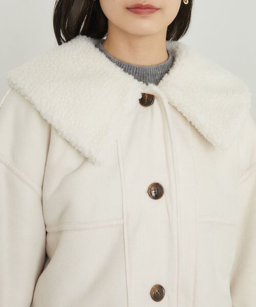 RETRO GIRL（レトロガール）の「BIGムートンジャケット（ムートンコート・レディース・ナチュラル/チャコールグレー・FREE）」の20枚目の写真