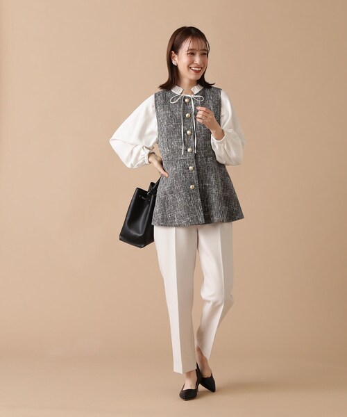 N.(N. Natural Beauty Basic)(エヌエヌナチュラルビューティーベーシック)の「◆前後2WAYフリルネックブラウス(シャツ/ブラウス・レディース・ネイビー/ブルー/ライトグリーン/オフホワイト・MEDIUM)」の10枚目の写真