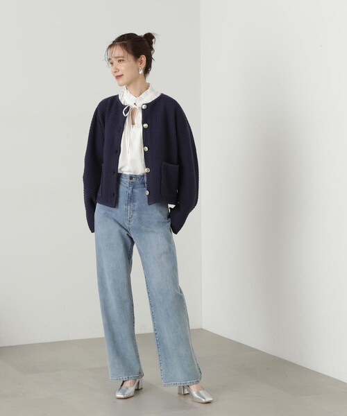 N.(N. Natural Beauty Basic)(エヌエヌナチュラルビューティーベーシック)の「◆前後2WAYフリルネックブラウス(シャツ/ブラウス・レディース・ネイビー/ブルー/ライトグリーン/オフホワイト・MEDIUM)」の20枚目の写真