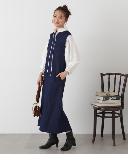 N.(N. Natural Beauty Basic)(エヌエヌナチュラルビューティーベーシック)の「◆前後2WAYフリルネックブラウス(シャツ/ブラウス・レディース・ネイビー/ブルー/ライトグリーン/オフホワイト・MEDIUM)」の21枚目の写真