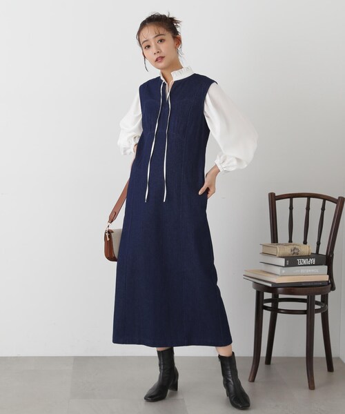 N.(N. Natural Beauty Basic)(エヌエヌナチュラルビューティーベーシック)の「◆前後2WAYフリルネックブラウス(シャツ/ブラウス・レディース・ネイビー/ブルー/ライトグリーン/オフホワイト・MEDIUM)」の22枚目の写真