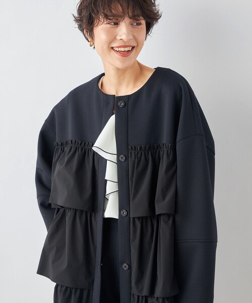 NOLLEY’S（ノーリーズ）の「ウォッシャブルエアボールラッフルコート（その他アウター・レディース・ネイビー/ベージュ/ブラック・FREE）」の10枚目の写真