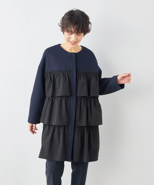 NOLLEY’S（ノーリーズ）の「ウォッシャブルエアボールラッフルコート（その他アウター・レディース・ネイビー/ベージュ/ブラック・FREE）」の13枚目の写真