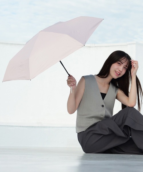 nifty colors(ニフティーカラーズ)の「【日傘 晴雨兼用】sun shade slender mini 55㎝(折りたたみ傘・レディース・ブラック/サックスブルー/ベージュ/ミント/ネイビー/ホワイト/グレー/ピンク・FREE)」の8枚目の写真